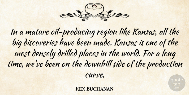 Rex Buchanan Quote About Downhill, Kansas, Mature, Places, Production: In A Mature Oil Producing...