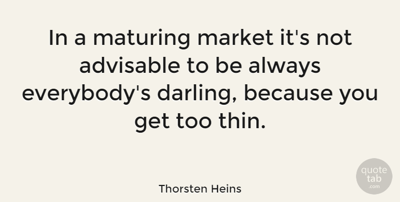 Thorsten Heins Quote About Mature, Darling, Advisable: In A Maturing Market Its...