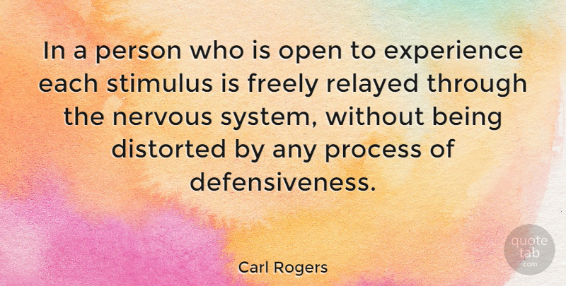 Carl Rogers Quote About Nervous, Congruence, Stimulus: In A Person Who Is...