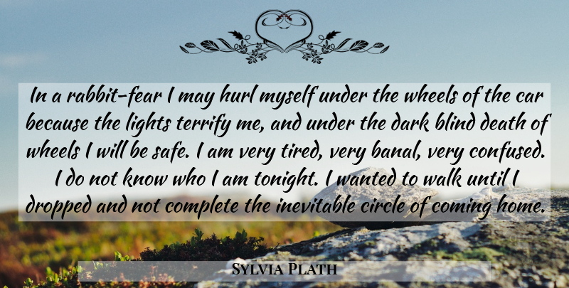 Sylvia Plath Quote About Confused, Tired, Home: In A Rabbit Fear I...