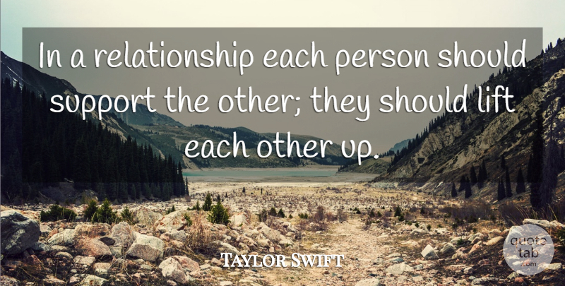 Taylor Swift Quote About Relationship, Couple, Support: In A Relationship Each Person...
