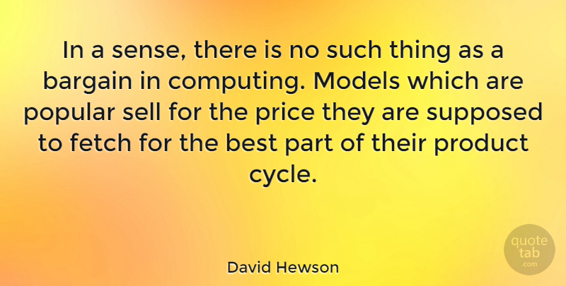 David Hewson Quote About Bargain, Best, Fetch, Models, Popular: In A Sense There Is...