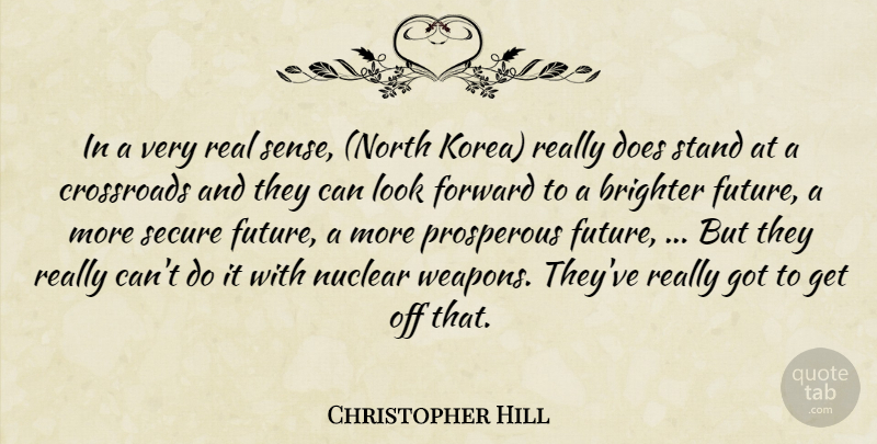 Christopher Hill Quote About Brighter, Crossroads, Forward, Nuclear, Prosperous: In A Very Real Sense...