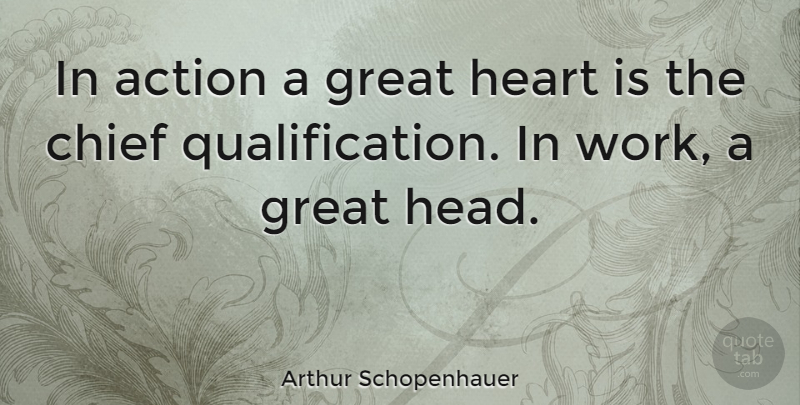 Arthur Schopenhauer Quote About Wisdom, Philosophical, Heart: In Action A Great Heart...
