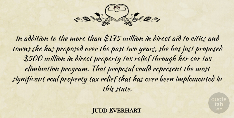 Judd Everhart Quote About Addition, Aid, Car, Cities, Direct: In Addition To The More...