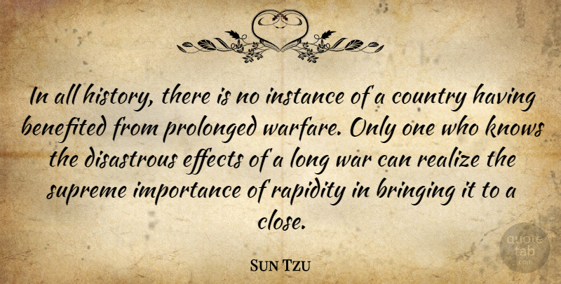 Sun Tzu Quote About Country, War, Long: In All History There Is...
