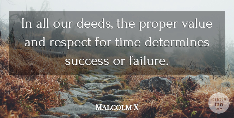 Malcolm X Quote About Success, Failure, Deeds: In All Our Deeds The...