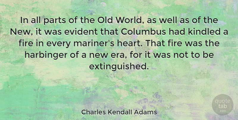 Charles Kendall Adams Quote About Heart, Fire, World: In All Parts Of The...