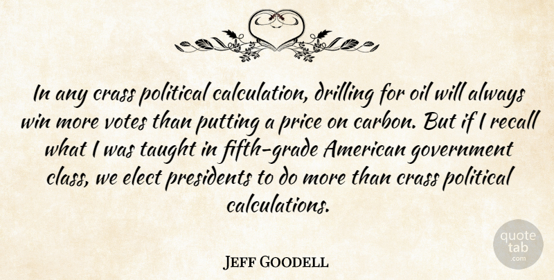 Jeff Goodell Quote About Drilling, Elect, Government, Oil, Political: In Any Crass Political Calculation...