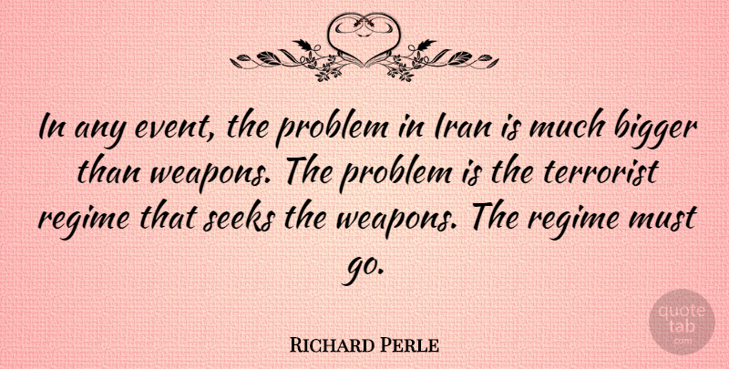 Richard Perle Quote About Iran, Weapons, Events: In Any Event The Problem...