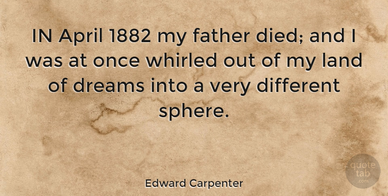 Edward Carpenter Quote About Dream, Father, Land: In April 1882 My Father...