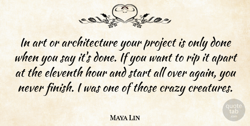 Maya Lin Quote About Art, Crazy, Rip: In Art Or Architecture Your...