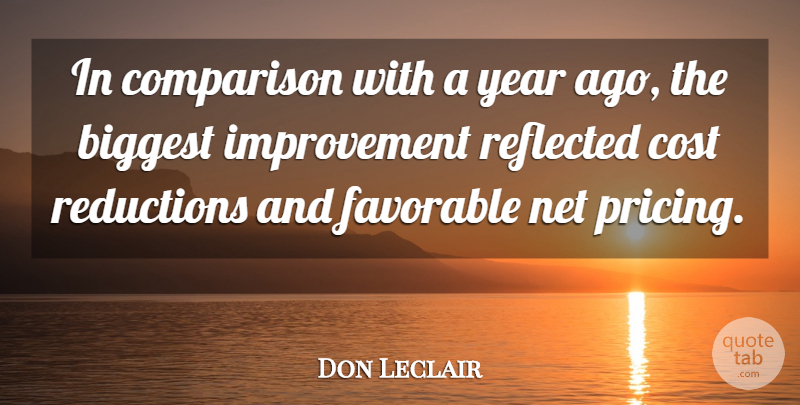 Don Leclair Quote About Biggest, Comparison, Cost, Favorable, Improvement: In Comparison With A Year...