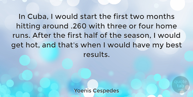Yoenis Cespedes Quote About Best, Four, Half, Hitting, Home: In Cuba I Would Start...