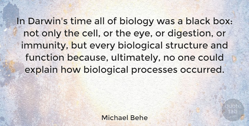 Michael Behe Quote About Eye, Cells, Black: In Darwins Time All Of...