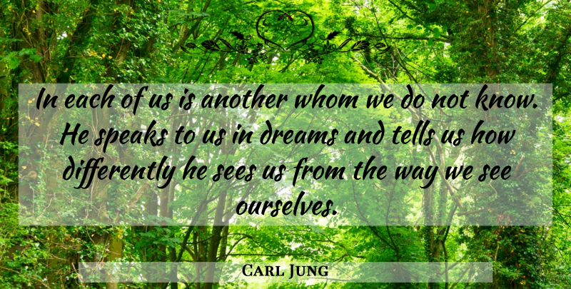 Carl Jung Quote About Dream, Way, Speak: In Each Of Us Is...