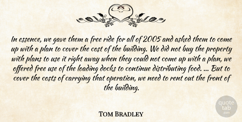 Tom Bradley Quote About Asked, Buy, Carrying, Continue, Cost: In Essence We Gave Them...