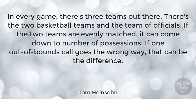 Tom Heinsohn Quote About Basketball, Team, Games: In Every Game Theres Three...