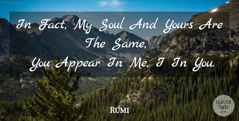 Rumi Quote About Soul, Facts, My Soul: In Fact My Soul And...