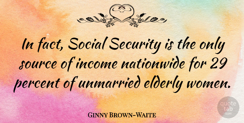 Ginny Brown-Waite Quote About Women, Elderly, Income: In Fact Social Security Is...