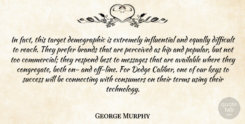 George Murphy Quote About Available, Best, Both, Brands, Connecting: In Fact This Target Demographic...