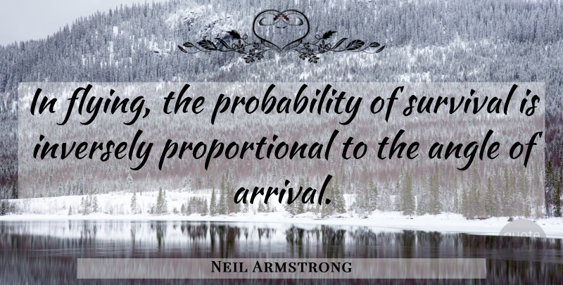 Neil Armstrong Quote About Flying, Survival, Pilots: In Flying The Probability Of...