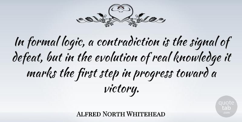 Alfred North Whitehead Quote About Real, Knowledge, Science: In Formal Logic A Contradiction...