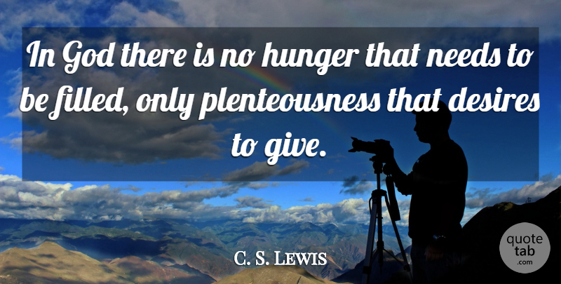 C. S. Lewis Quote About Giving, Desire, Needs: In God There Is No...