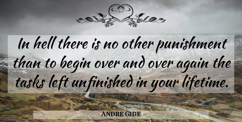 Andre Gide Quote About Punishment, Tasks, Hell: In Hell There Is No...