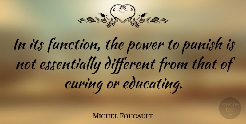 Michel Foucault Quote About Punishment, Different, Function: In Its Function The Power...