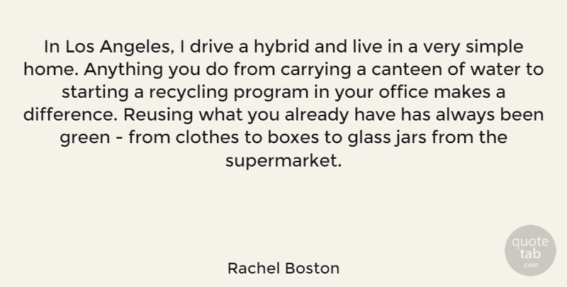 Rachel Boston Quote About Boxes, Carrying, Clothes, Drive, Glass: In Los Angeles I Drive...