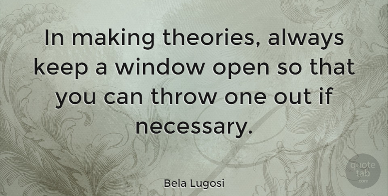 Bela Lugosi Quote About Window, Theory, Ifs: In Making Theories Always Keep...