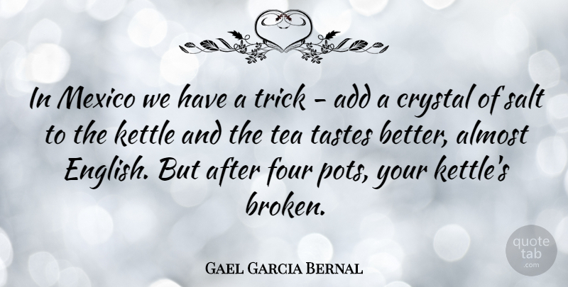 Gael Garcia Bernal Quote About Broken, Tea, Four: In Mexico We Have A...