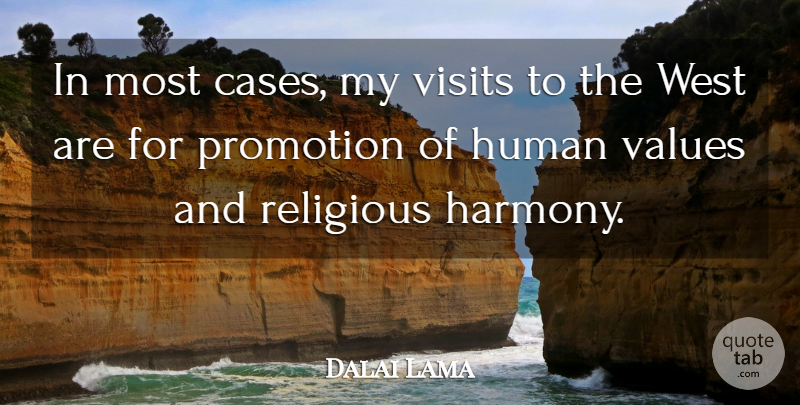 Dalai Lama Quote About Religious, West, Harmony: In Most Cases My Visits...