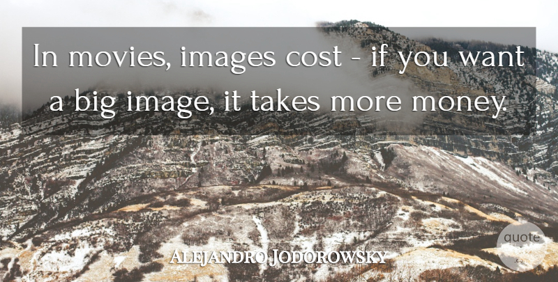 Alejandro Jodorowsky Quote About Images, Money, Movies, Takes: In Movies Images Cost If...
