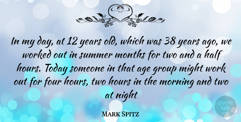 Mark Spitz Quote About Summer, Morning, Night: In My Day At 12...