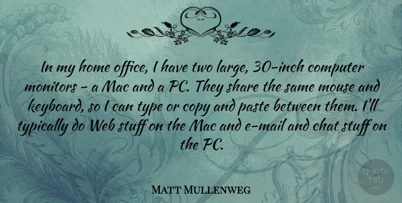 Matt Mullenweg Quote About Home, Two, Office: In My Home Office I...