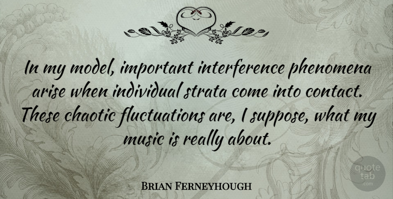 Brian Ferneyhough Quote About Important, Individual, Arise: In My Model Important Interference...