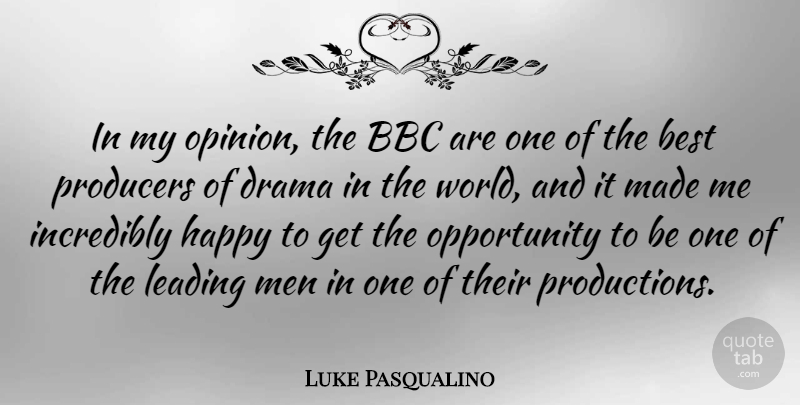 Luke Pasqualino Quote About Bbc, Best, Drama, Incredibly, Leading: In My Opinion The Bbc...