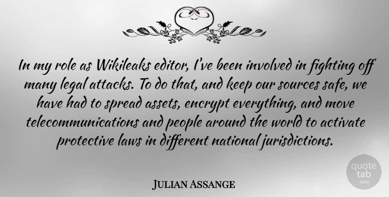 Julian Assange Quote About Moving, Fighting, Law: In My Role As Wikileaks...