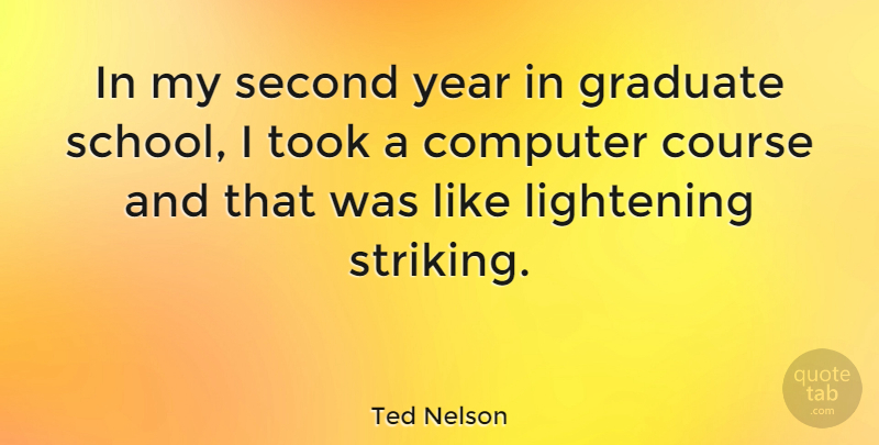 Ted Nelson Quote About Graduation, School, Years: In My Second Year In...