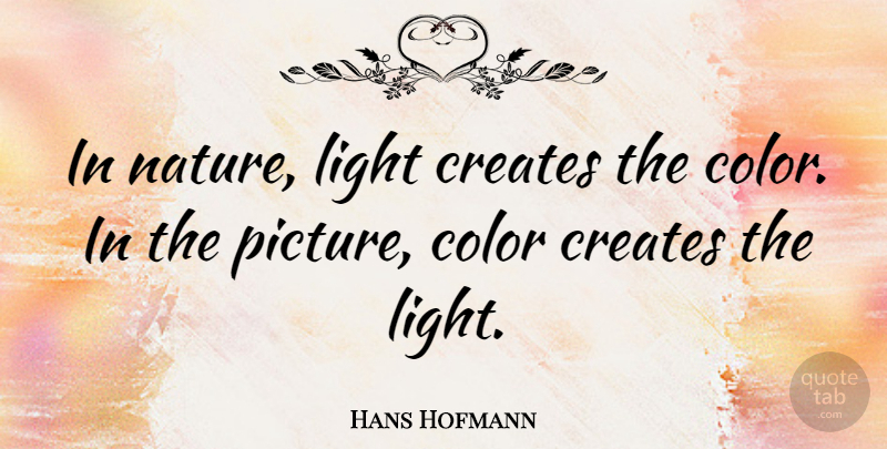 Hans Hofmann Quote About Light, Color, Energy: In Nature Light Creates The...