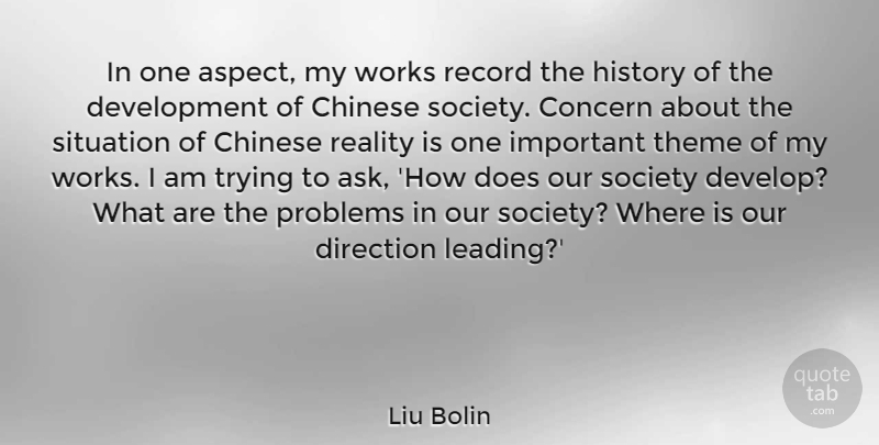 Liu Bolin Quote About Chinese, Concern, Direction, History, Problems: In One Aspect My Works...