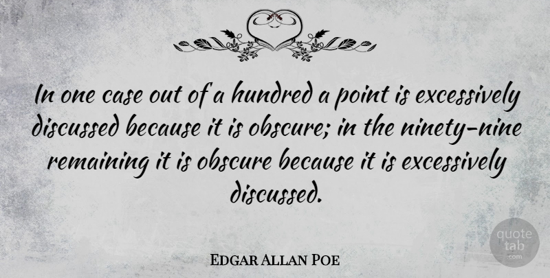 Edgar Allan Poe Quote About Ninety Nine, Literature, Obscure: In One Case Out Of...