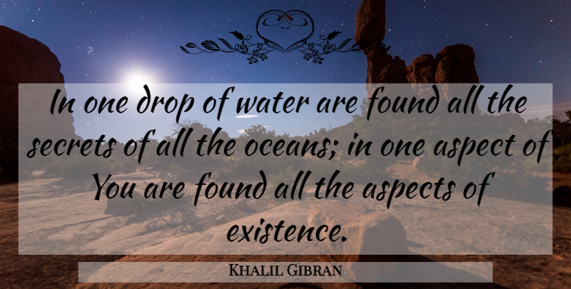 Khalil Gibran Quote About Ocean, Water, Secret: In One Drop Of Water...