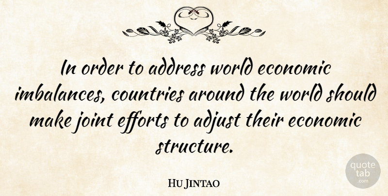 Hu Jintao Quote About Country, Order, Effort: In Order To Address World...