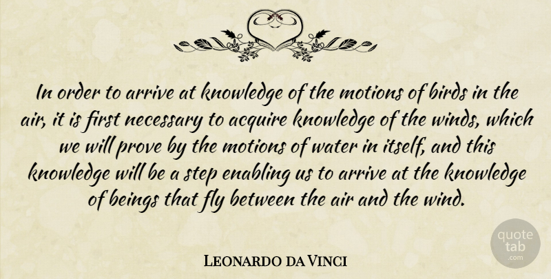 Leonardo da Vinci Quote About Acquire, Air, Arrive, Beings, Birds: In Order To Arrive At...