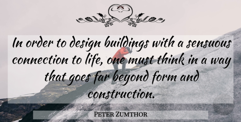 Peter Zumthor Quote About Thinking, Order, Design: In Order To Design Buildings...
