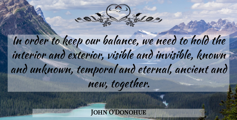 John O'Donohue Quote About Inspirational, Order, Together: In Order To Keep Our...