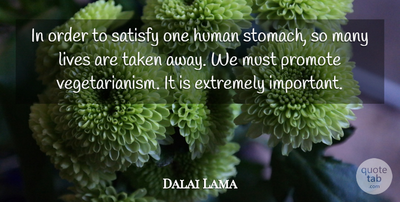 Dalai Lama Quote About Life, Taken, Order: In Order To Satisfy One...